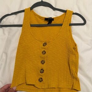 ☀️🌴Forever 21 Mustard Ribbed Button Crop Tank
